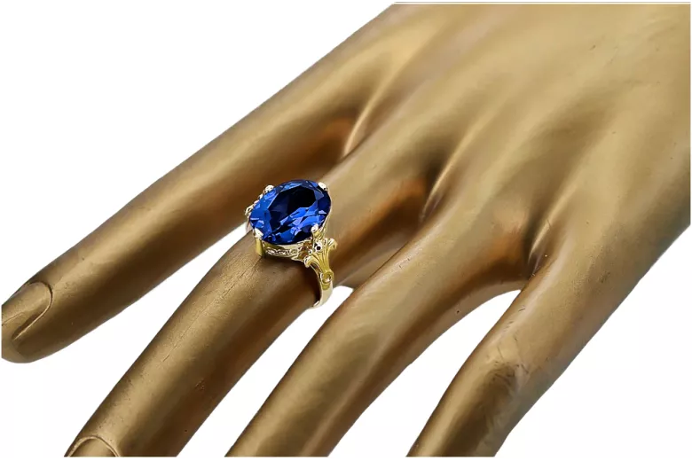 Ring Vintage style Sapphire 14K Yellow gold vrc369y